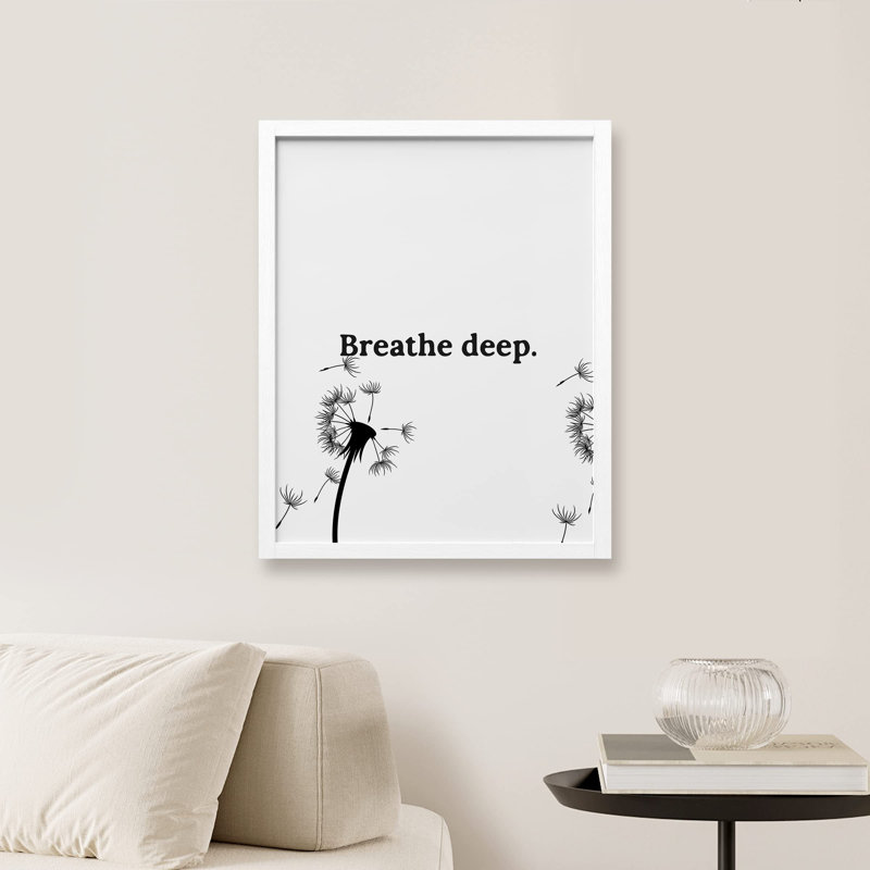 «Breathe Deep Dandelion Text» sur papier, Blanc, H 16 po x l 12 po