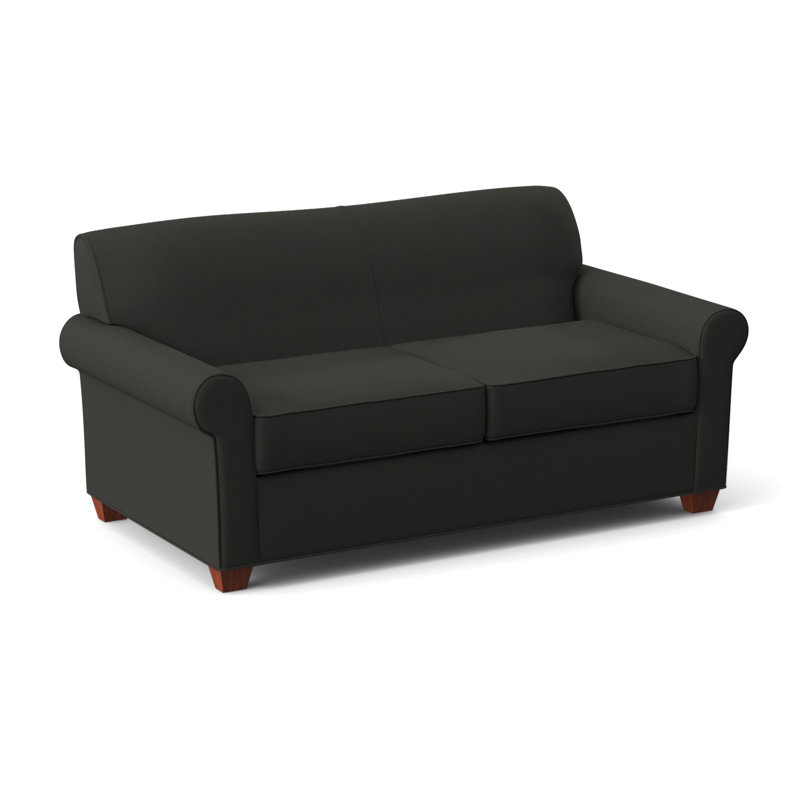 Finn Rolled Arm Sofa with Reversible Cushions, BM Cherry, Dorset Black, 34" H x 75" W x 36" D