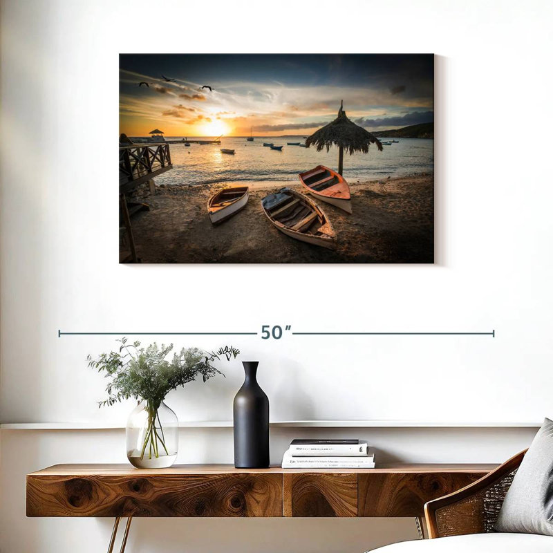 Mehar Wooden Boats In Curacao, 24" H x 36" W