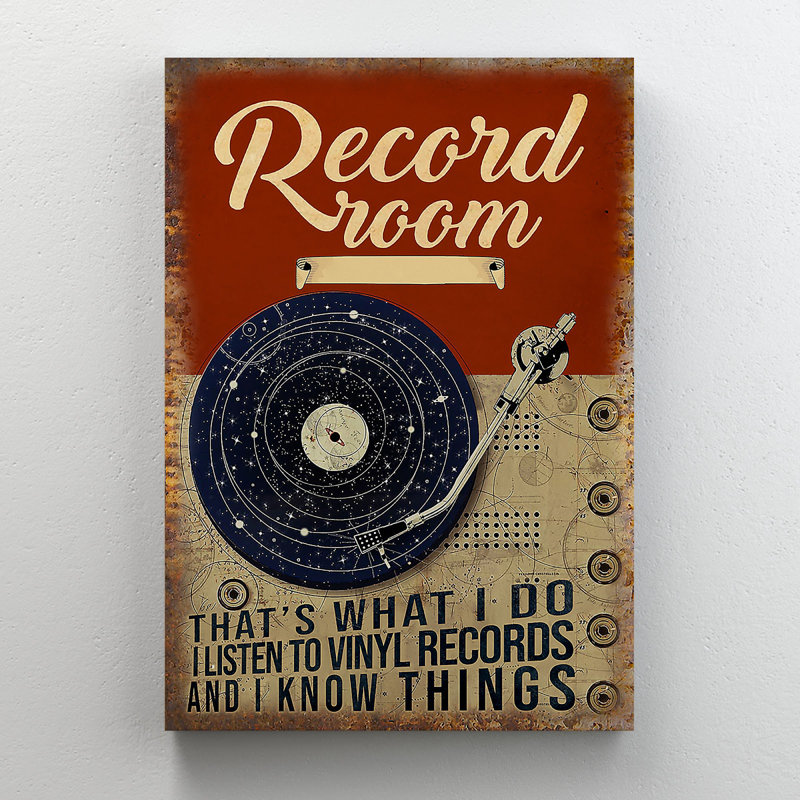 Un disque de vinyle galaxie sur fond rouge et brun - It's What I Do - 1 pièce, reproduction d'art graphique sur toile tendue