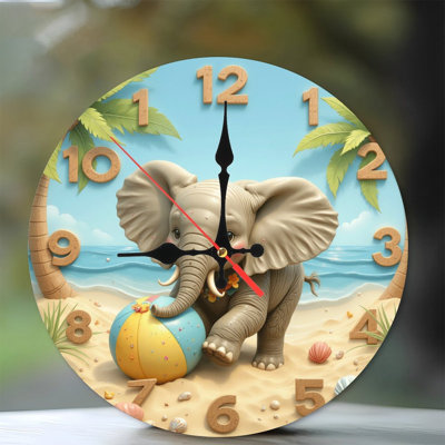cute elephant beach clock design
