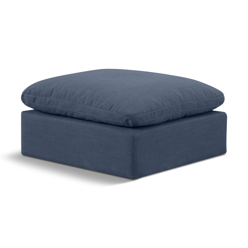Itala Upholstered Modular Ottoman, Navy Linen Textured Fabric