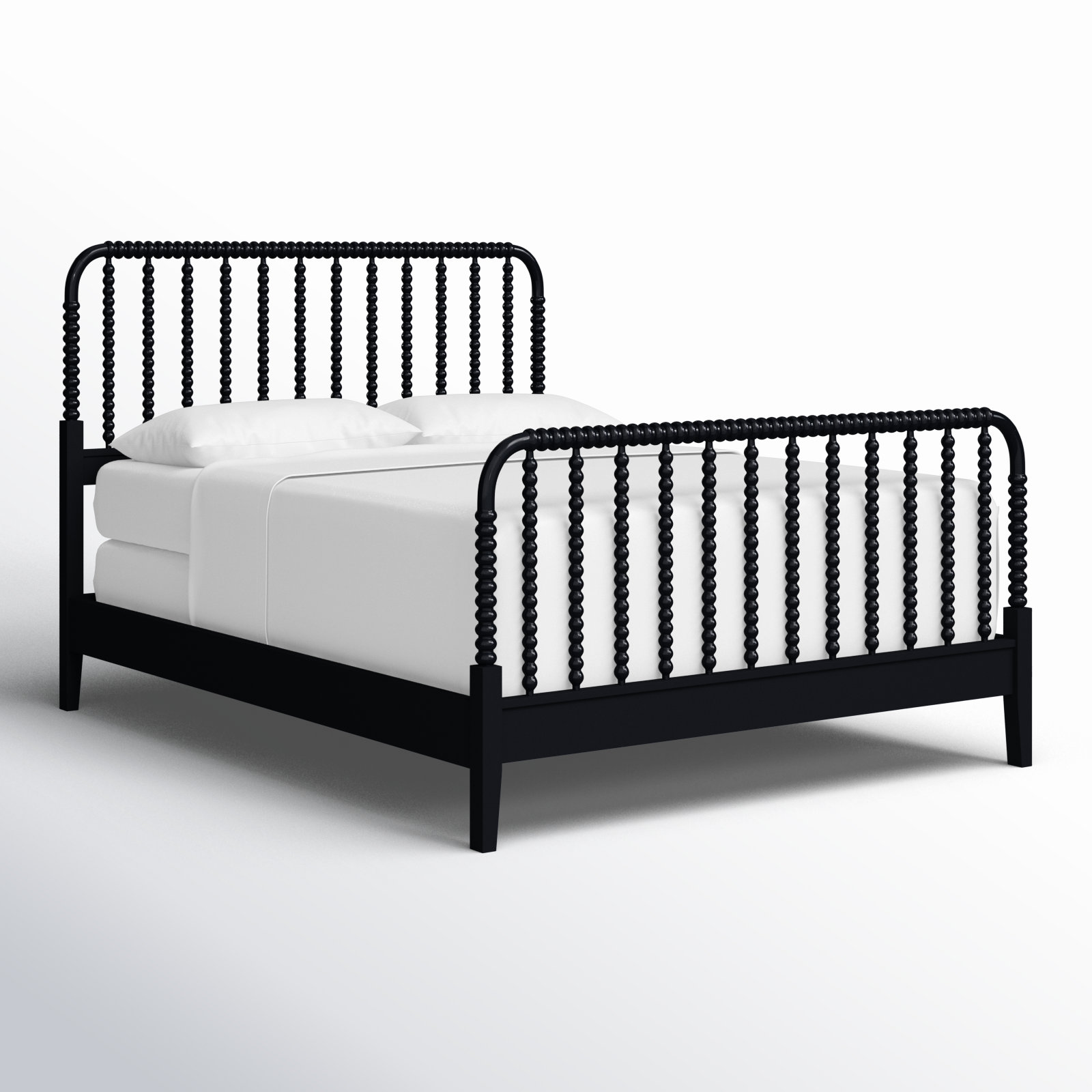 Louisa Solid Wood Spindle Bed, Black, Queen
