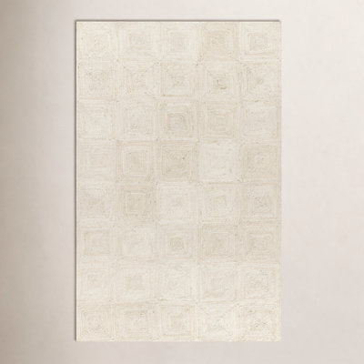 Mykonos Ivory Hand-Woven Geometric Jute Rug