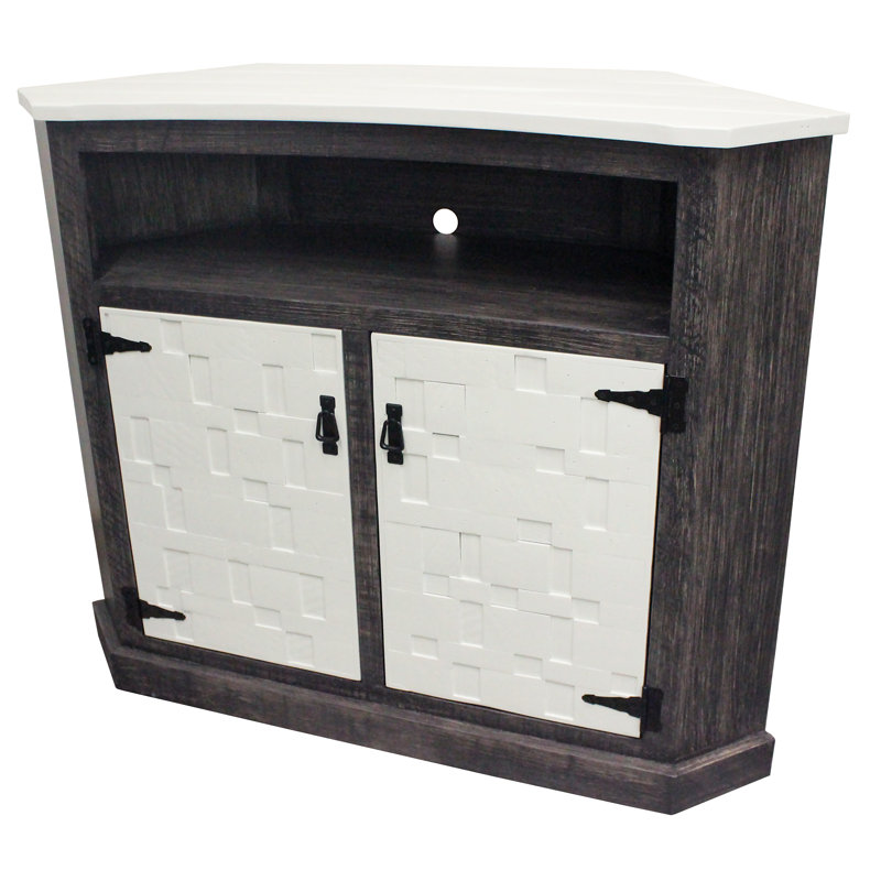 Adison Unfinished TV Stand for TVs up to 55", Bright White/Rustic Barnwood