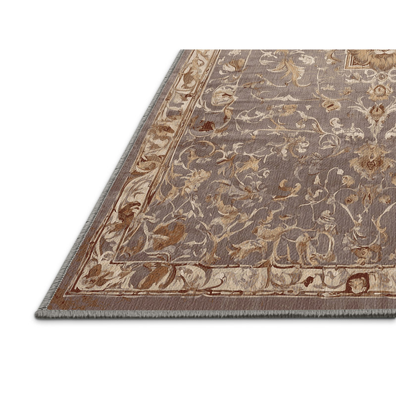 Machine Washable Gray Area Rug, Rectangle 2' x 3'