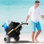 Chariot de plage à grandes roues pour le sable, plateau de chargement de 76 x 39 cm, roues ballon de 30 cm, capacité de charge de 75 kg, pliable et hauteur réglable de 69 à 114 cm, chariot robuste pour la plage