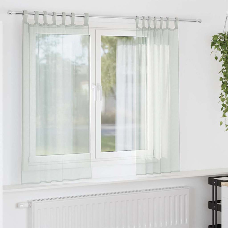 Voile Curtains With Tab Top 2 Pcs, Light Grey, 140cm Width x 175cm Drop