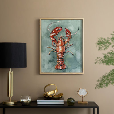 Aquatic Lobster II, reproduction encadrée - bois massif