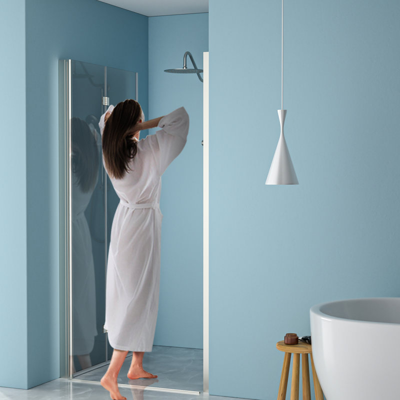 Porte de douche en nickel brossé l 34 po x H 72 po avec verre trempé - finition compacte, réglable, magnifique finition artisanale exquise