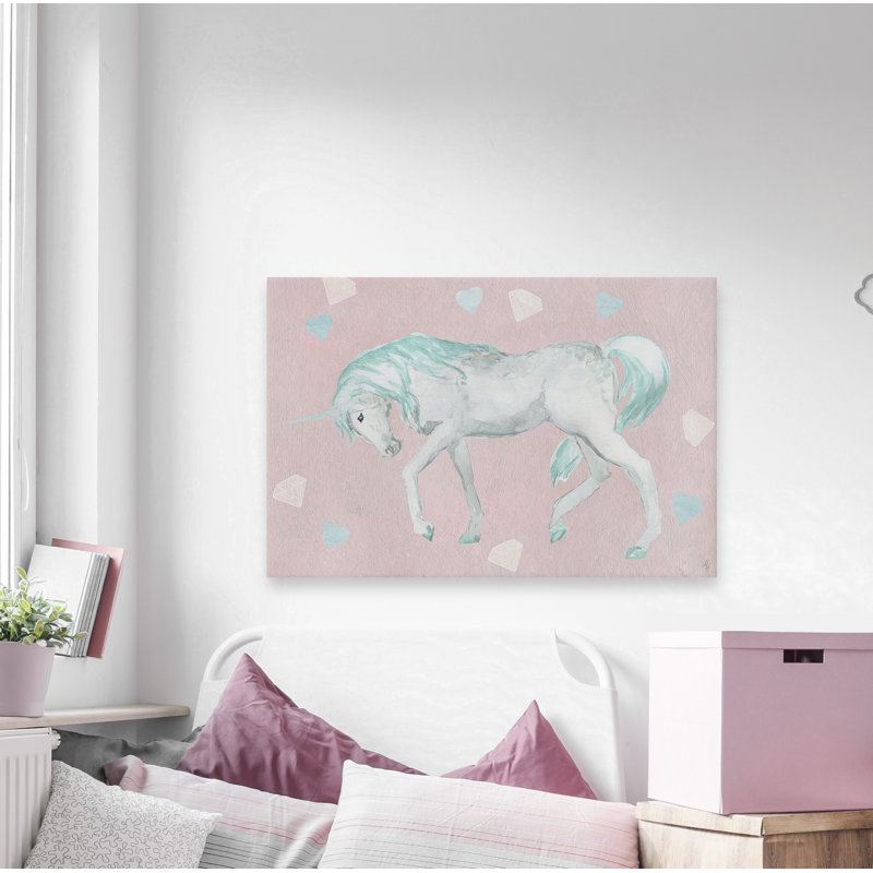 Critchfield Critchfield Green Pastel Unicorn - No Frame Print on Canvas, 76cm H x 114cm W