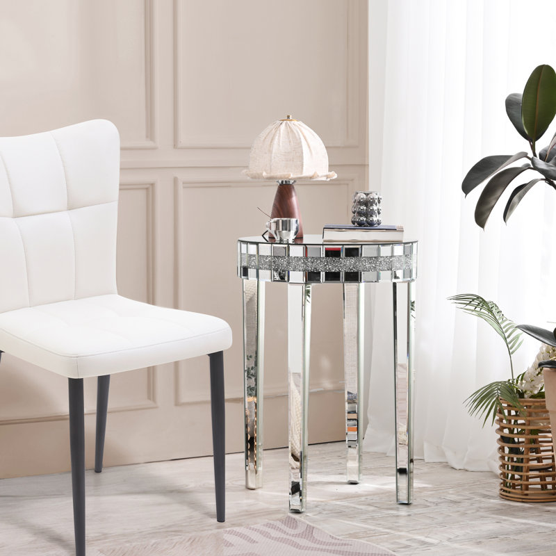 Space - Table ronde optimisée avec piédestal taillé en diamant et verre trempé, 19,7 po de diamètre, 28,3 po de hauteur, idéale pour les petits espaces
