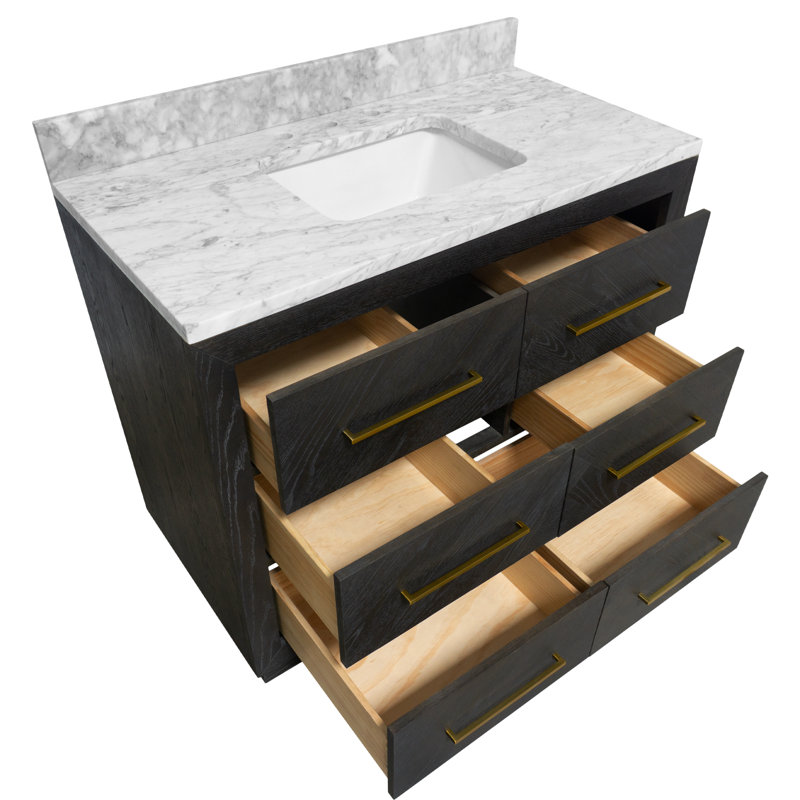 Ensemble de meuble-lavabo simple 42 po Rumalda, Chêne foncé