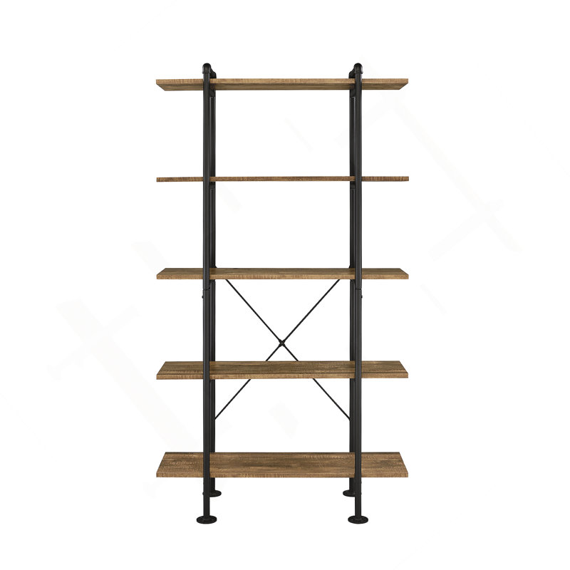 Bookcase In Rustic Oak & Black Finish