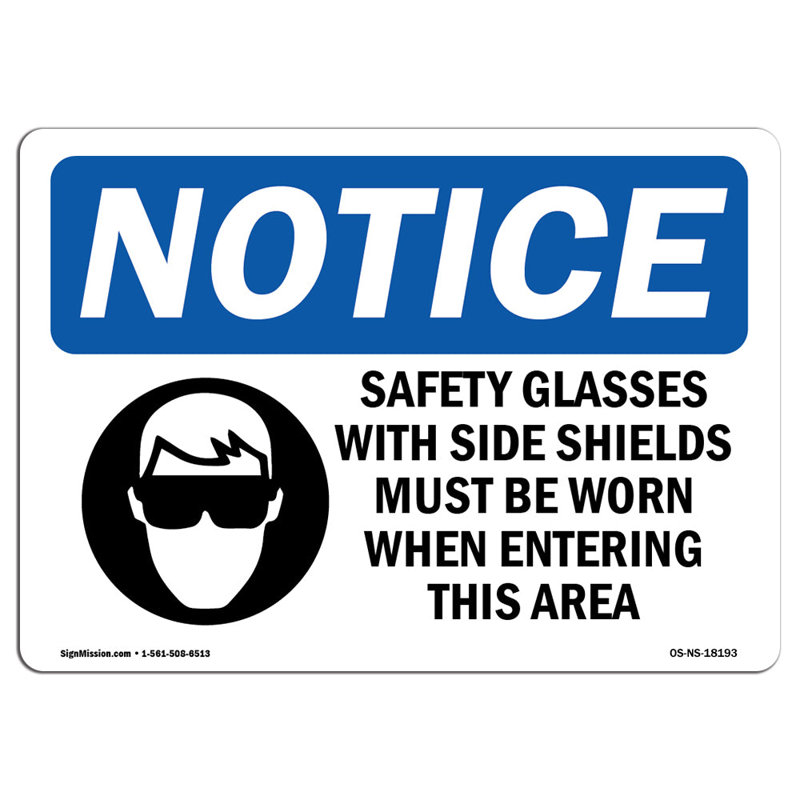 Safety Glasses with Side Shields Sign
