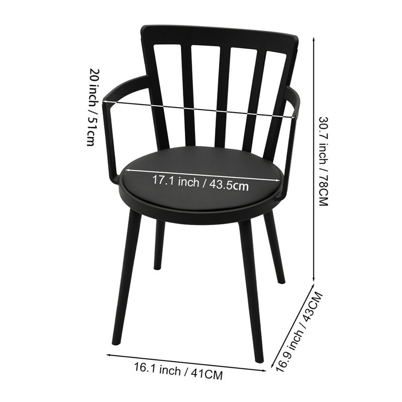 Bavaria 40cm H Armchairs Upholstered Dining Chairs, Black