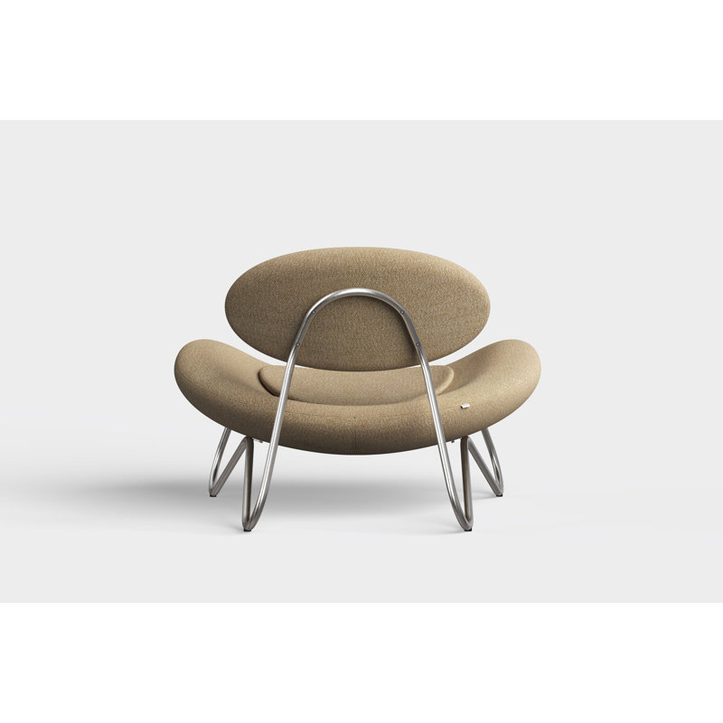 Meadow Lounge Chair, Black Painted Steel Frame, Brushed Stainless Steel, Natural Polyester Blend