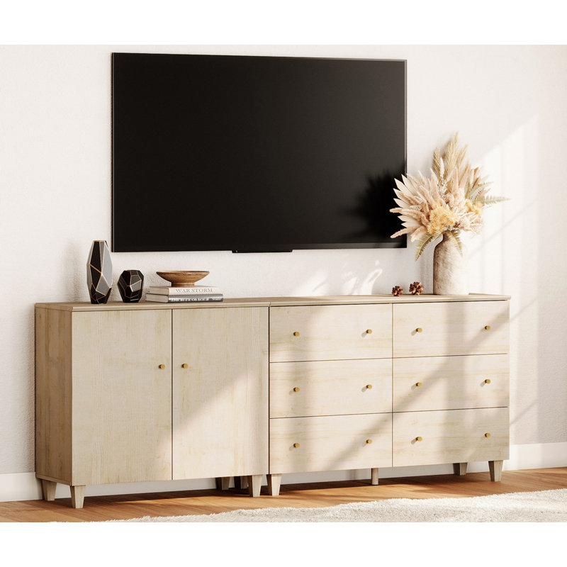 2-in-1 TV Stand 309X1+412X1 TV Stand for TVs up to 85" , Natural 