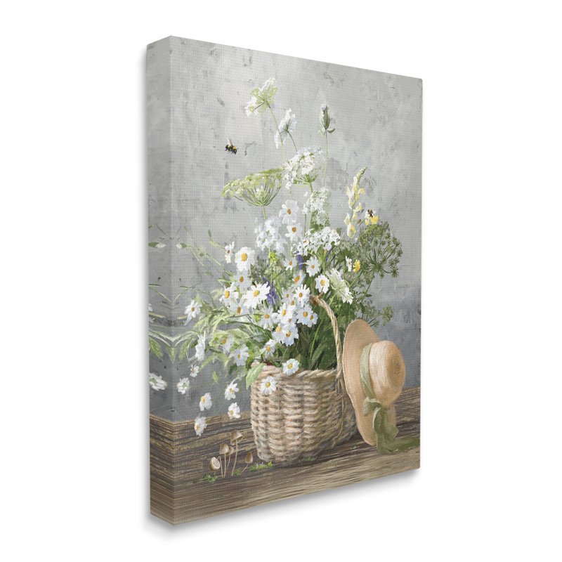 "Country Daisy Basket" sur toile par Danhui Nai, H 30 po x l 24 po x P 1,5 po