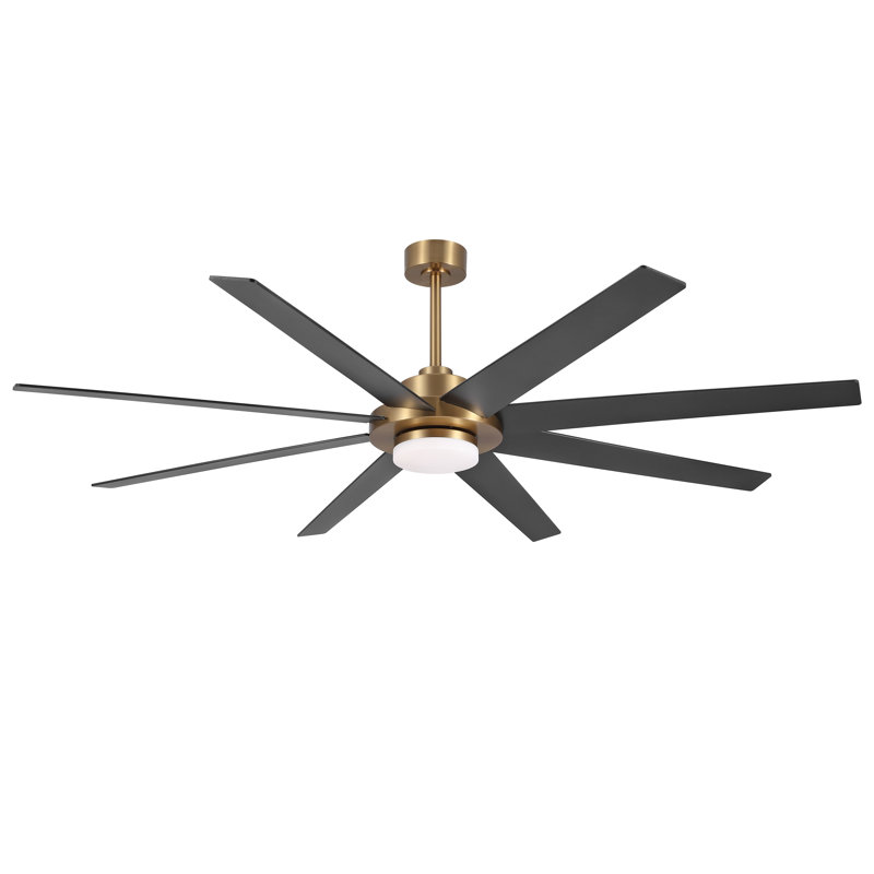 Ventilateur de plafond 60 pales 60 po pour l'intérieur en bois massif à double face avec lumière DEL, télécommande et support pour moteur à courant continu, noir et noyer avec or