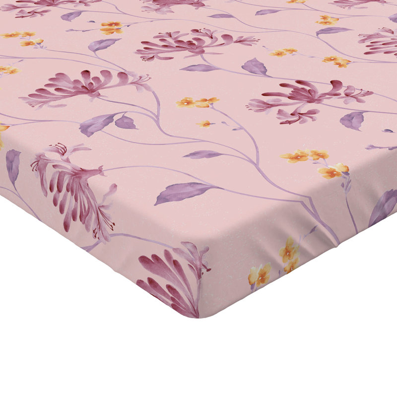 Drap-housse Ambesonne, Drap-housse de taille simple, Rose séchée / motif floral jaune terre
