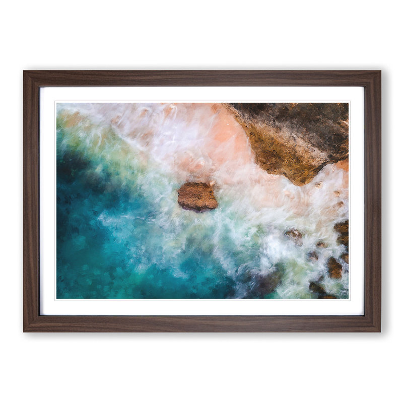 Beach Waves - Picture Frame Painti, 33cm H x 45cm W x 2cm D, Walnut
