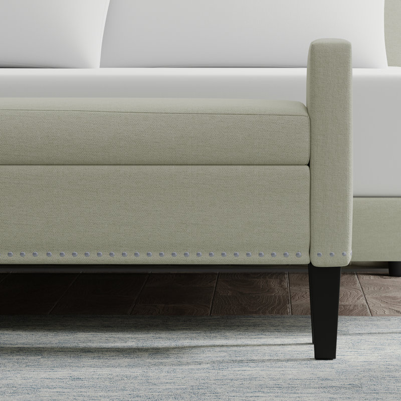 Banc de rangement rembourré Macrina, Beige, H 24 po x l 51,77 po x P 17,8 po