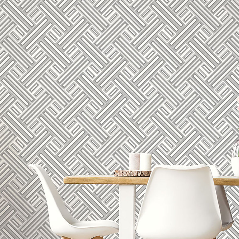 Geometrix 10m x 52.8cm Satin Wallpaper Roll, Silver