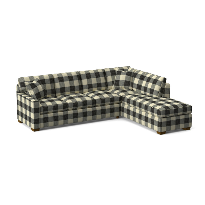 Frye Sofa and Chaise, Right Hand Facing, Havana, Black Buffalo Check; 0120-81