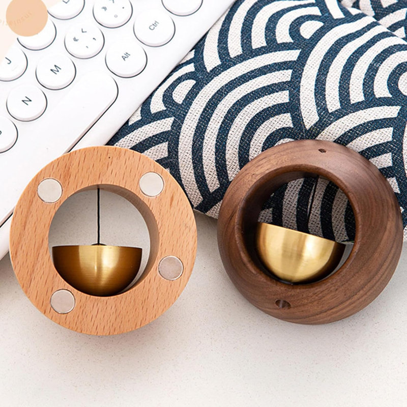 Sonnette, sonnette magnétique en bois, cloche en laiton, convient aux entrées, murs, magasins, armoires, réfrigérateurs, etc.
