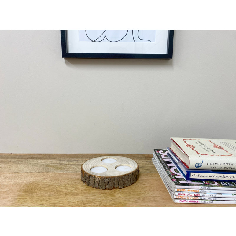 Wood Tabletop Tealight Holder with Candle Included