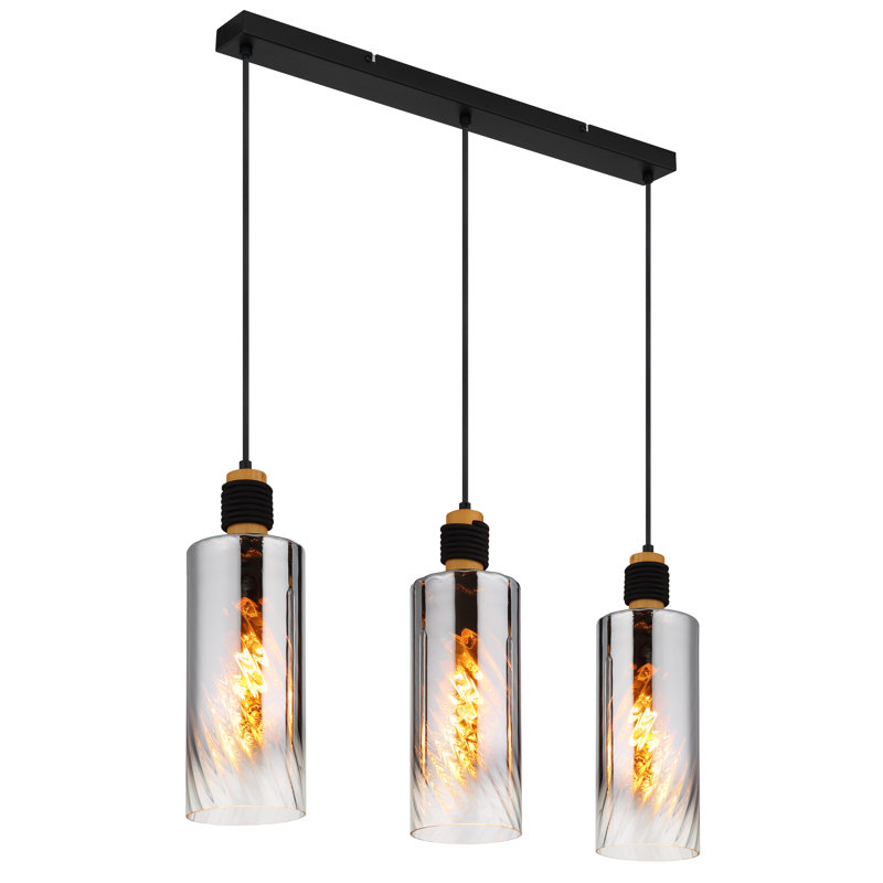 3 - Light Matte Black Geometric Pendant