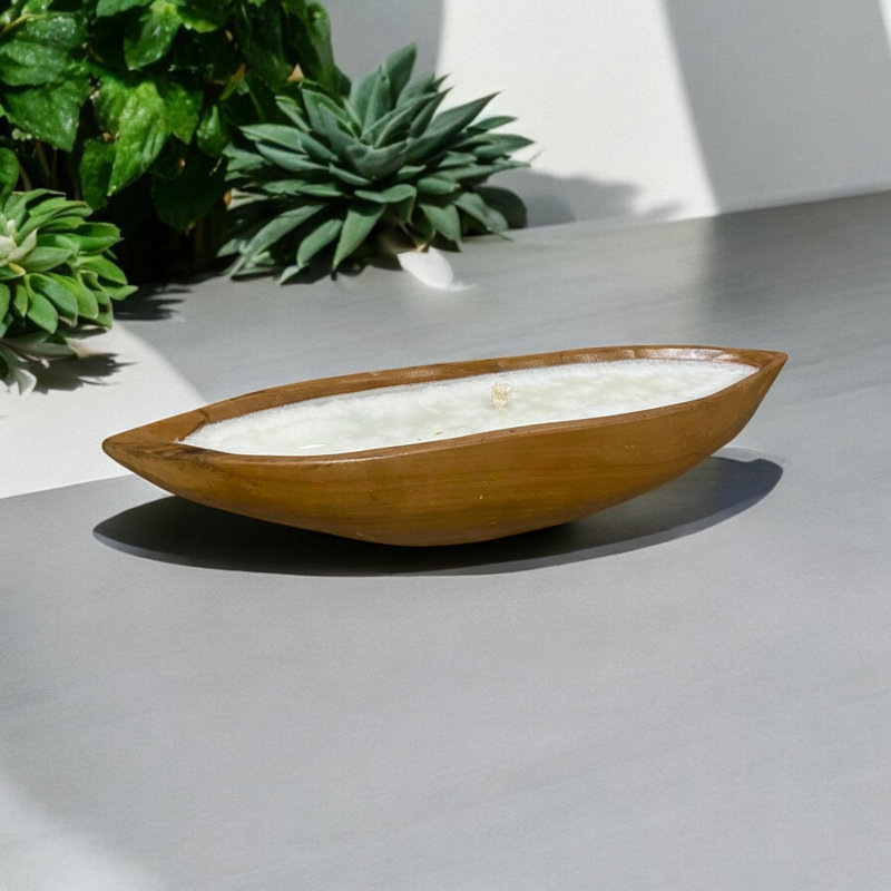 Unscented Novelty Candle with Solid Wood Holder