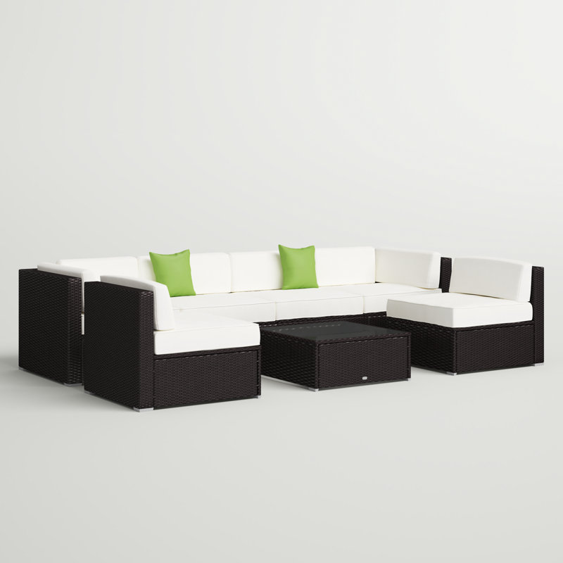 Grecia Premium All-Weather Wicker 6 - Person Patio Conversation Sets with Cushions