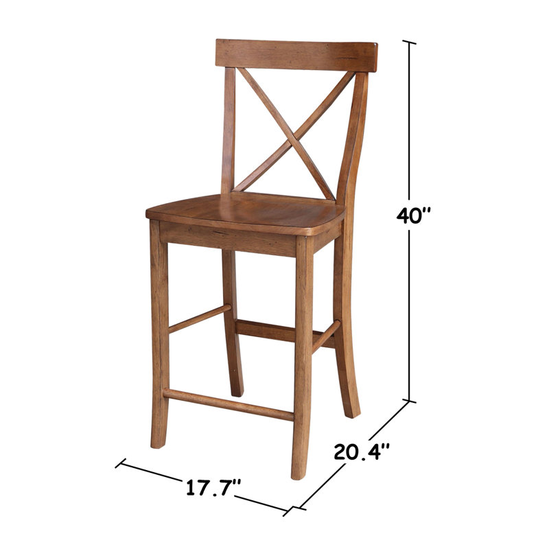 Tabouret de bar et de comptoir Guzik, Tabouret de comptoir (assise de 24 po de hauteur), Chêne vieilli