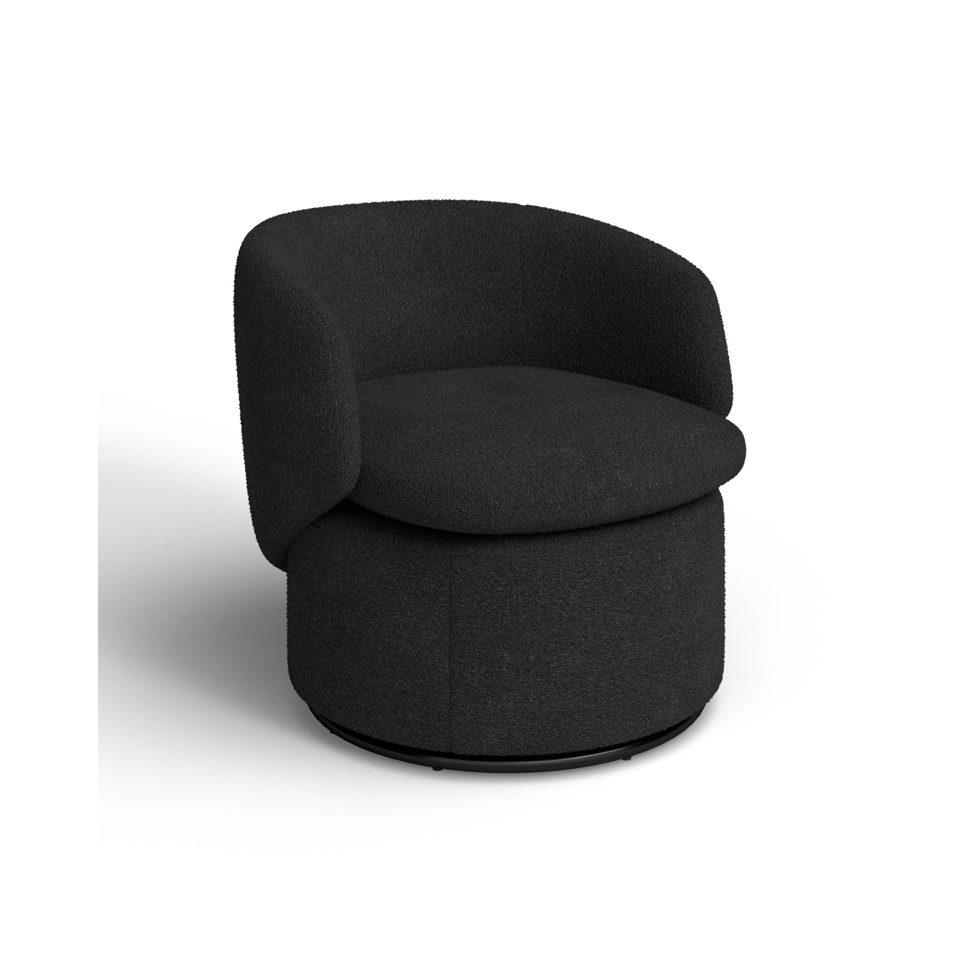 Janice Upholstered Swivel Barrel Chair, Black