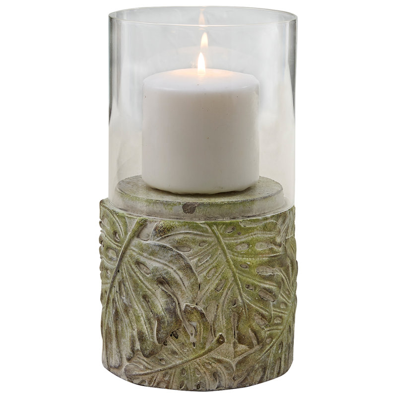 9.25'' H Metal, Glass Tabletop Pillar