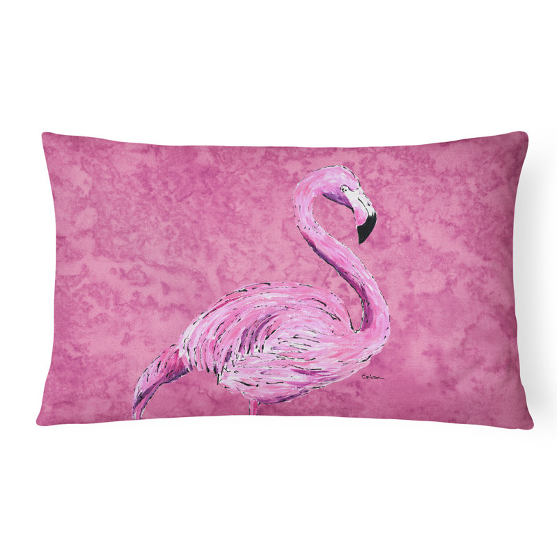Pink Flamingo Rectangular Polyester Outdoor Throw Pillow