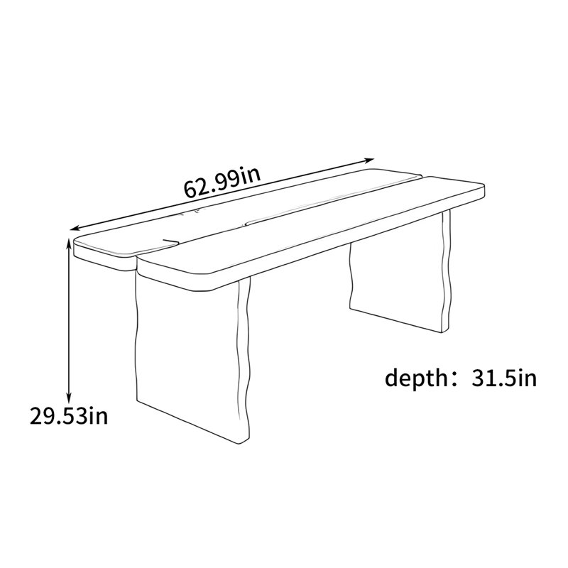 Deschamp Writing Desk, 29.53" H x 62.99" W x 31.5" D