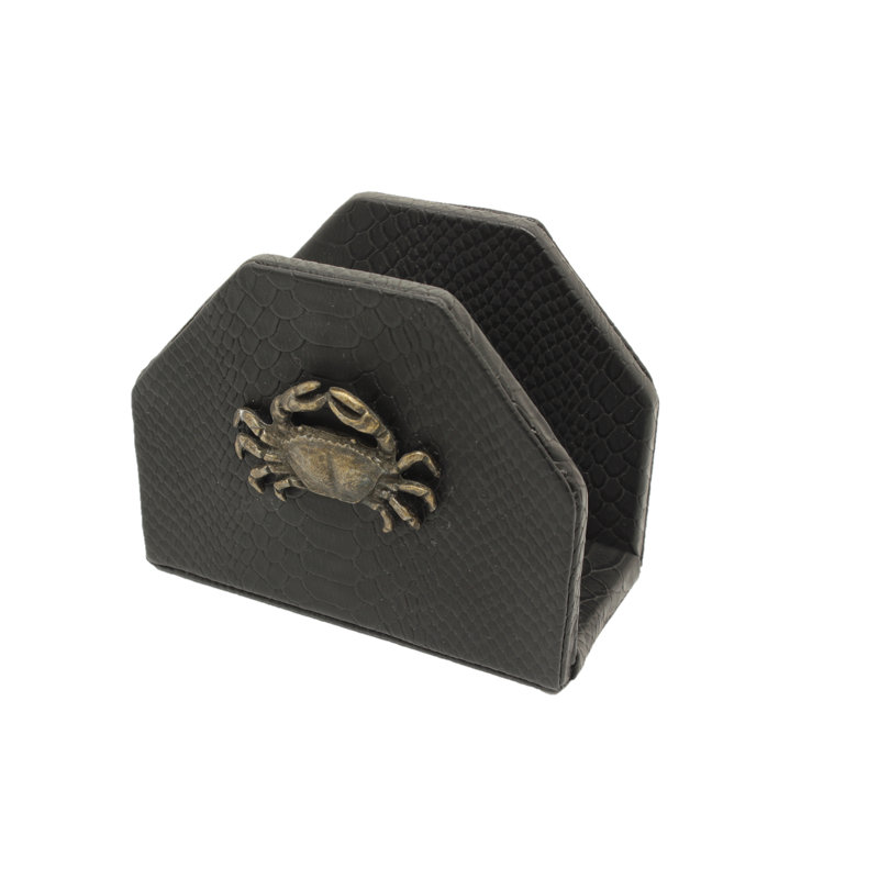 Crab & Snakeskin Napkin Holder, Black