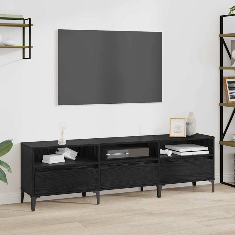 TV Cabinet 150 X 30 X 44.5 Cm Engineered Wood, Black Oak