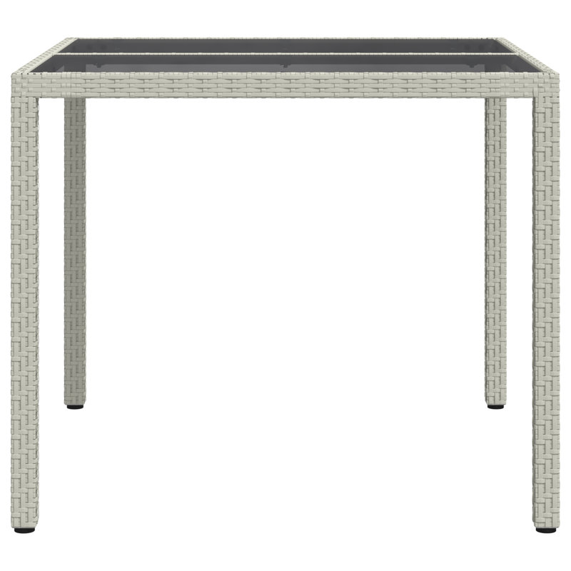 Garden Dining Table 35.4 In Poly Rattan, White, 29.5"H x 35.4"L x 35.4"W