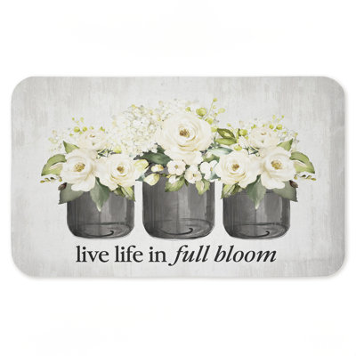 Life In Full Bloom Flowers Printed Anti-Fatigue Floor Mat, design by Lettered and Lined, 30"x18"