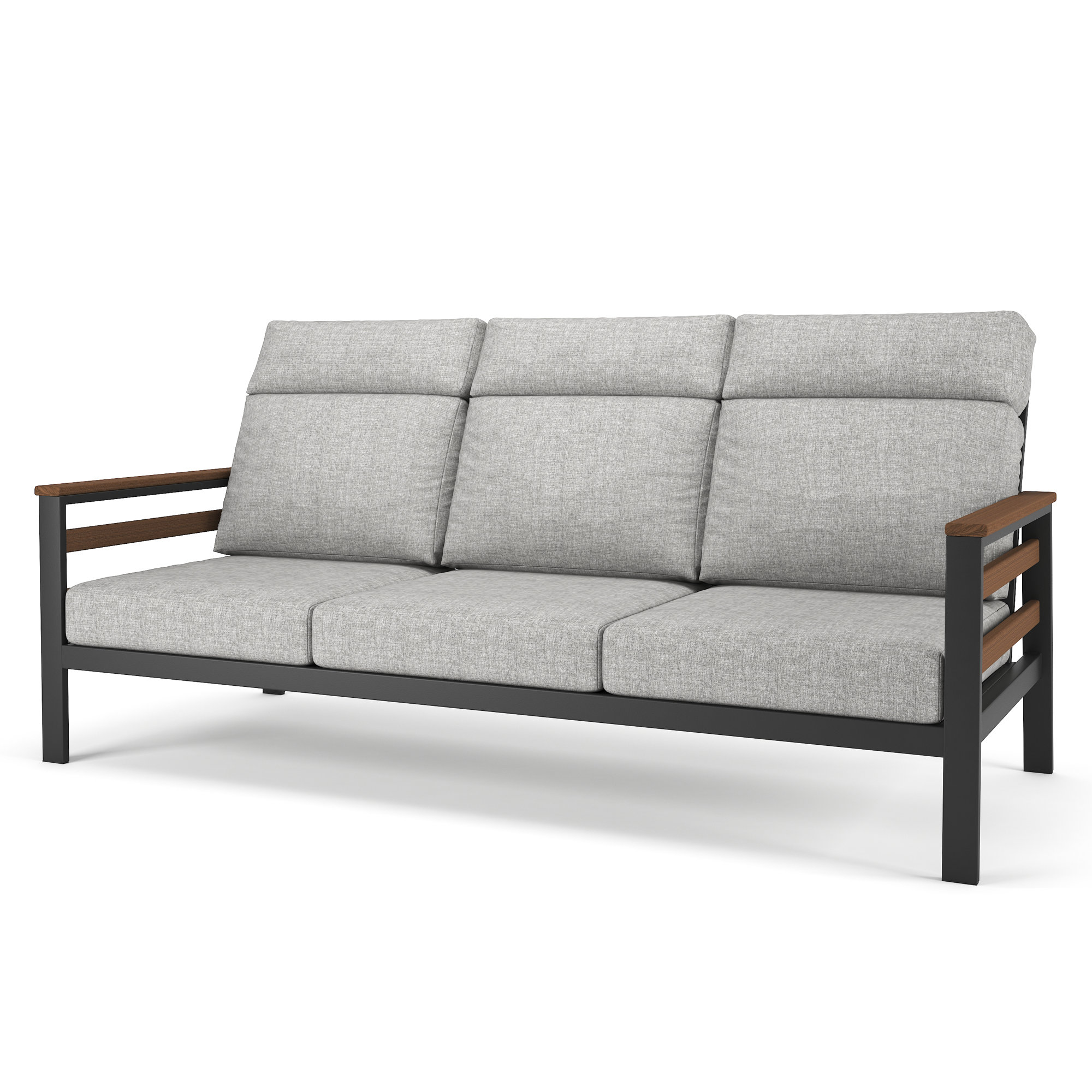 Townsend Metal Outdoor Sofa With Sunbrella Cushion, Canvas Granite, Brown