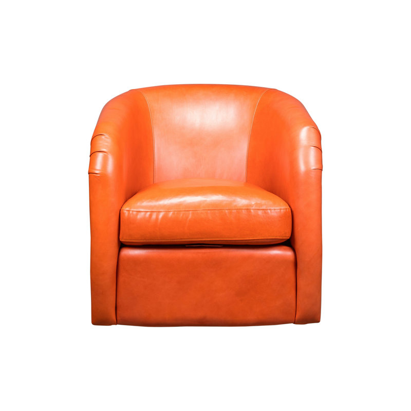 A'Buzz Swivel Armchair, Papaya Genuine Leather