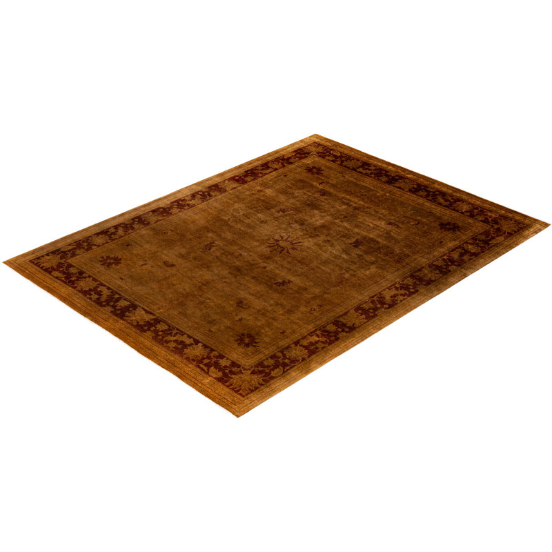 Overdyed Hand-Knotted Wool Modern-Contemporary Brown Area Rug 9' 1" x 11' 10"