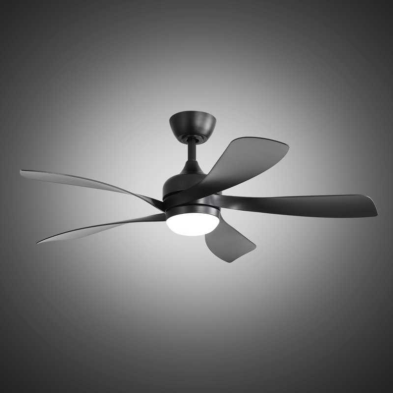 Damecia 52'' Modern Ceiling Fan with LED Light and Remote Control, Black/Black