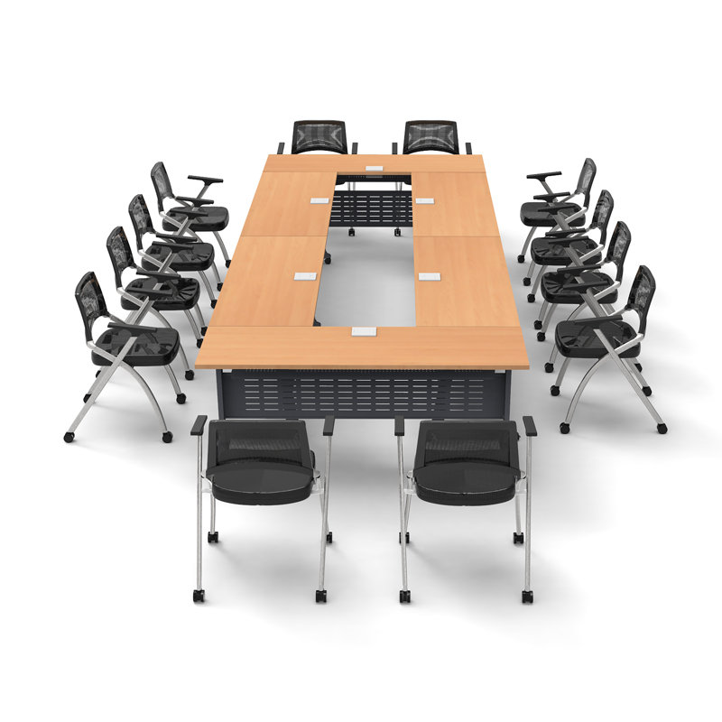 Benia 12 Person Training Meeting Seminar Tables with Modesty Panels and 12 Chairs Complete 18 pc Set