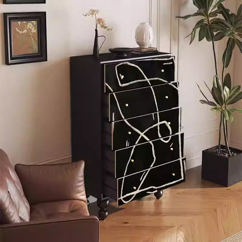 5-Drawer Storage Cabinet with Spacious Top