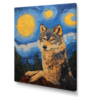 Murales expressives de loup par Vincent I - loup, salon d'art mural